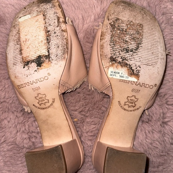 Bernardo light pink fringe trim slip on block heel boho western spring summer - Picture 8 of 8